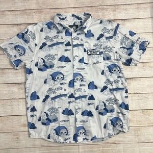 Lurking Class Sketchy Tank Men's L Shirt Blue Skull Asian Print Street Wear‎